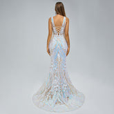 Iridescent Sequins Maxi Mermaid Formal Prom Evening Dress EN5409